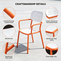 Chaise de salle à manger d'extérieur en aluminium, dossier en métal perforé, fauteuil de patio en aluminium thermolaqué pour jardin, balcon, café