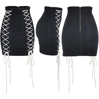 Mini-jupes en jean sexy à lacets, robes moulantes personnalisées pour femmes, fermeture éclair tendance, jupes courtes