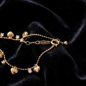 Pulsera Xinfly con Dije de Corazón en Oro Puro de 18K, Pulsera con Borla de Corazón y Acentos de Diamantes, Joyería para Regalo y Aniversario - Product Image 6