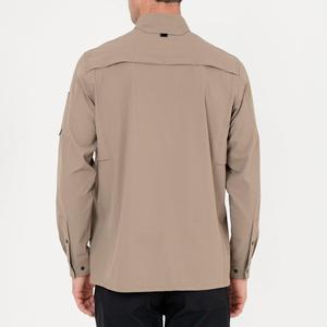 قميص عمل مخصص بلون موحد للرجال من البوليستر والسباندكس بأكمام طويلة وجيبين مضاد للأشعة فوق البنفسجية للصيد والتنزه مع خدمة التصنيع حسب الطلب - Product Image 2