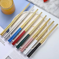 Baguettes carrées réutilisables en acier inoxydable 304 de style coréen pour restaurants de sushi, hôtels, cuisines domestiques, vente en gros