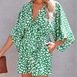 <span class=keywords><strong>Mono</strong></span> Corto Estampado Personalizado Aloha 100% Rayón, <span class=keywords><strong>Estilo</strong></span> <span class=keywords><strong>Kimono</strong></span> con Cuello en V, Estampado Hawaiano, <span class=keywords><strong>Mono</strong></span> de Viscosa para Mujer para Vacaciones - Product Image 2