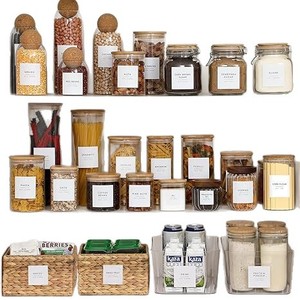 Kitchen <b>Pantry</b> <b>Labels</b> White Minimalist Design Paper Food Grade Rectangular For Spice Storage Organizing - Product Image 5