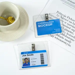 Bestom Waterproof Clear PVC Vinyl Horizontal ID Card Holder Nurse Name Tag Sleeve Badge Holders