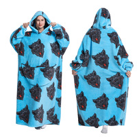 Haute qualité hiver 100% Polyester personnalisé couverture portable en peluche surdimensionné polaire à capuche couverture à capuche pour enfant adulte