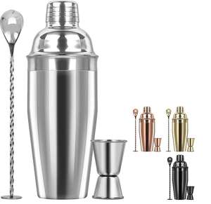 <span class=keywords><strong>Bacardi</strong></span> โรสโกลด์เครื่องปั่นค็อกเทลสีเงินระยิบระยับสแตนเลสโลโก้ที่กำหนดเอง - Product Image 1