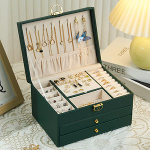 Custom Logo lusso squisito cuoio PU tre strati di grande capacità portagioie squisita grande custodia - Product Image 2