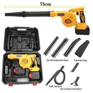 Blower portabel 2 dalam 1, Blower daun taman 21V dengan baterai peniup udara elektrik tanpa kabel