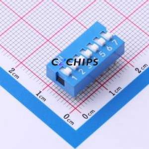 SMQS-07B-TP DIP Switch Switch ( Type: Flat Toggle, Raised Type )( Number of Switch Sections: 7 )( Lead Spacing: 2.54mm ) - Product Image 1