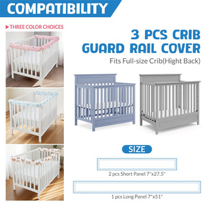 Juego de Protectores de Barandilla de Cuna Suaves, Cubiertas para Cunas Estándar, Ropa de Cama para Bebés, Protectores de Barandilla de Cuna 3 en 1 para la Dentición - Product Image 4