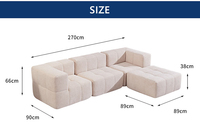 Canapé d'angle en mousse compressée sous vide, design moderne, dossier capitonné en L, avec repose-pieds, pour hôtel, salon, revêtement en tissu