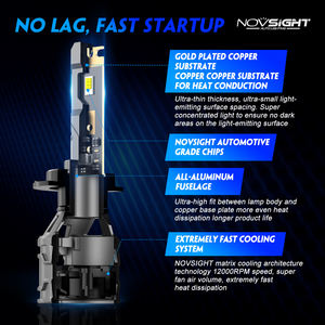 หลอดไฟหน้ารถยนต์ Novsight N61 LED ไฟสูง/ต่ำ รุ่น H7/H11/H4 12V 6500K 13000LM ใช้ได้กับรถยนต์ทั่วไป - Product Image 6