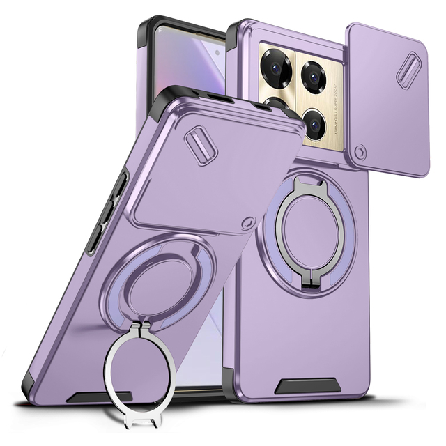 Infinix Hot 60 Pro Plus Note 50 Pro Plus Shockproof Magnetic TPU+PC Armor Design 360 Rotating Stand Mobile Phone Case Car