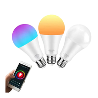 T37 E14 A19 RGBW Ampoule LED intelligente AC85-265V à gradation Certifié EMC/RoHS Corps en plastique WiFi Contrôle vocal et application via l'application Smart Life
