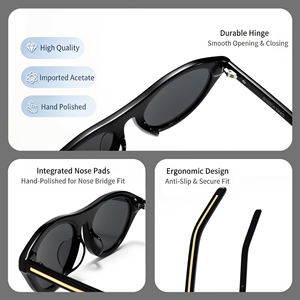 Gafas <span class=keywords><strong>de</strong></span> Sol Cat Eye Irregulares, Montura <span class=keywords><strong>de</strong></span> Acetato Negro Tortoise, Detalle Triangular Dorado, Moda Retro, UV400, para Hombre y Mujer, OEM - Product Image 2