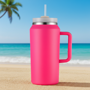 Unisex Eco-Friendly 64Oz Large Capacity Reusable Stainless Steel Tumbler <b>with</b> <b>Straw</b> Handle Cup - Product Image 1