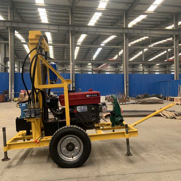 Deisel Engine Boring Rig 130M Diesel Engine Water Bore Well Drilling Machine Wheels Farm Mine ...