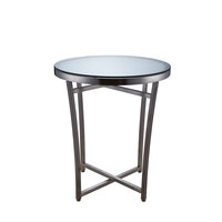 Table de Buffet Mobile Commerciale sur Roues, Structure en Acier Inoxydable, Plateau en Verre Trempé, Présentoir Alimentaire Portable pour la Restauration