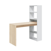 Bureau d'ordinateur en bois en forme de L avec cinq étagères de présentation et de rangement pour le mobilier de bureau à domicile