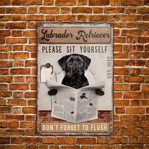 Letrero Metálico Divertido de Perro <span class=keywords><strong>Labrador</strong></span> para Baño, Letrero de Aluminio para Hogar, Cocina, <span class=keywords><strong>Bar</strong></span>, Cafetería, Club, Letrero Vintage para Baño de 12 x 8 Pulgadas - Product Image 2