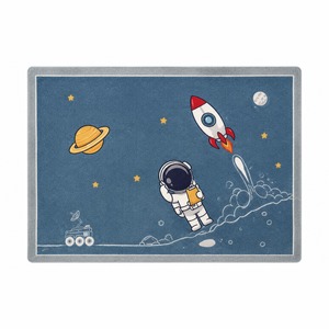 Alfombra de juego HAZARA Space Astronaut para dormitorio, mapa del planeta, alfombra cuadrada antideslizante de poliéster con temática espacial (D 100x150cm/39x58in) - Product Image 1