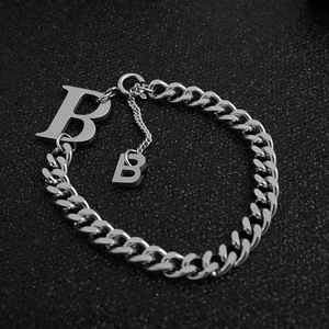 2026 New Light Luxury Niche Design Sliver Plated Thick <b>Chain</b> Letter Bracelet <b>Titanium</b> Steel Unisex's Bracelets Fashion Jewelry - Product Image 2