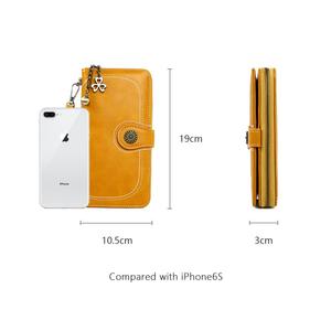 Nuovo prodotto olio cera in pelle PU <span class=keywords><strong>portafogli</strong></span> all'ingrosso 6 colori portamonete grande capacità di lusso da <span class=keywords><strong>donna</strong></span> con cerniera lunga portafoglio pochette - Product Image 3