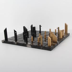 Échiquier <span class=keywords><strong>XO</strong></span> classique personnalisable avec pièces métalliques multicolores, décoration de table en or noir - Product Image 5