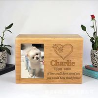 Ataúd de Madera para Mascotas con Diseño de Huella de Pata y Corazón, con Espacio para Foto, Urna Funeraria para Perros y Gatos