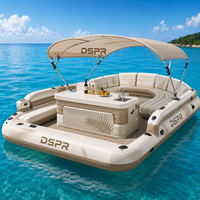Île flottante gonflable pour parc aquatique, plateforme de bar avec logo personnalisé et banc de plage pour les événements de clubs et de complexes hôteliers
