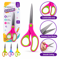 Ciseaux à lame en acier inoxydable, manche ergonomique, outil de coupe multi-usages pour l'école, la maison et l'artisanat, emballage sous blister, couleurs assorties