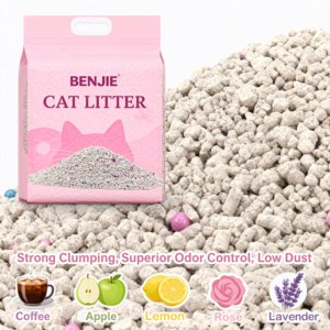 Litière pour chat Benjie écologique à base de bentonite 5kg/10kg, multi-parfums, sans poussière, forte absorption, contrôle des odeurs, billes hautement absorbantes - Product Image 1