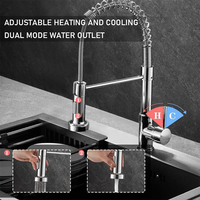 Robinet de cuisine gourmet noir brossé, mélangeur d'eau chaude, robinet extractible, acier inoxydable 304 avec rallonge de robinet 1080
