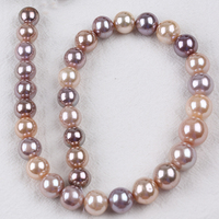Vente en gros de fils de perles Edison rondes brillantes de couleur rose et violette, 10-12/11-15 mm
