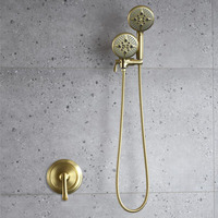Vanne d'équilibre de pression en or brossé robinet mitigeur de douche dissimulé salle de bain eau chaude froide murale 3 Modes ensemble de douche