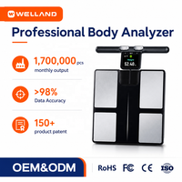 Balance connectée de composition corporelle WELLAND à 8 électrodes avec poignée, analyseur segmentaire de graisse corporelle, écran TFT, pour salle de sport et clinique, OEM ODM