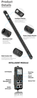 PDU monophasé triphasé vertical 32A longueur personnalisée 25 ports IEC C13 C19 prises ethernet pdu