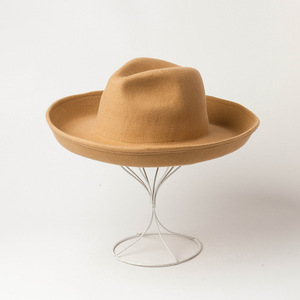 New Style Hot Sell Fashion Wide Brim Wool Felt Roll up Brim <strong>Fedora</strong> <strong>Hat</strong> up <strong>Mens</strong> Wool <strong>Hats</strong> - Product Image 3