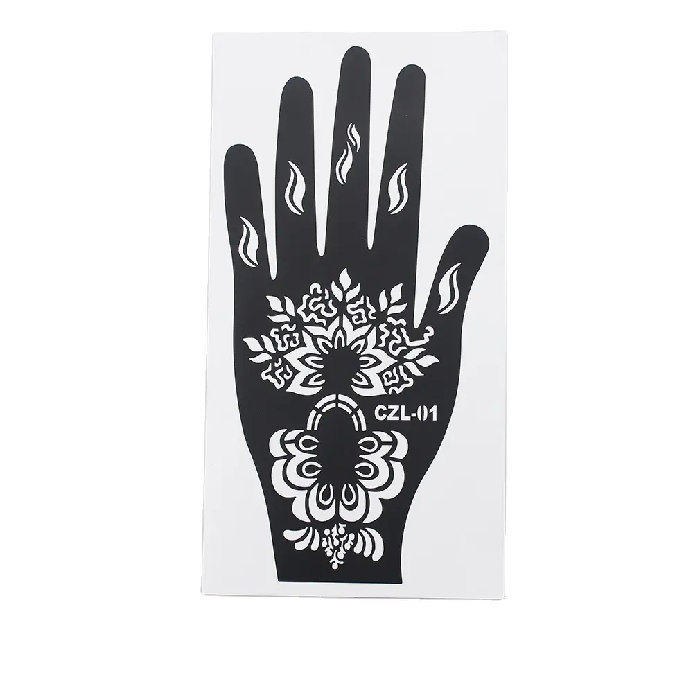 Plantilla de tatuaje de Henna temporal reutilizable personalizada para brillo negro Mehndi indio