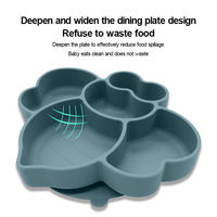 Nouvelle Assiette en Silicone Sans BPA pour Bébé, Vaisselle pour Enfants, Assiette à Manger pour Tout-Petits, Assiette en Silicone à Compartiments avec Ventouse pour l'Alimentation