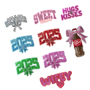 Stock Big Size 28cm Iron on Sequin Embroidered Senior Bow 2025 Sweet Huge Kiss <strong>Wifey</strong> Patch for T-shirt <strong>Hoodies</strong> - Product Image 1