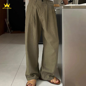 <span class=keywords><strong>Pantaloni</strong></span> Casual <span class=keywords><strong>in</strong></span> <span class=keywords><strong>lino</strong></span> da uomo-<span class=keywords><strong>pantaloni</strong></span> eleganti e <span class=keywords><strong>larghi</strong></span> a pieghe doppie <span class=keywords><strong>in</strong></span> misto cotone-<span class=keywords><strong>lino</strong></span> - Product Image 4