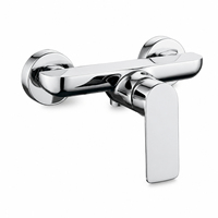 Mitigeur de douche sur pied en laiton massif chromé poli, monocommande chaud/froid, design contemporain pour salle de bain