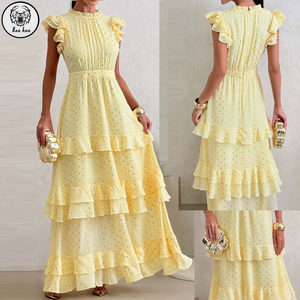 Clothing Manufacturers Wholesale Custom <strong>Fashion</strong> Ruffle Sleeve Casual Summer Women Elegant Maxi Dress - Product Image 1