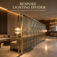 Paravent moderne en verre à motifs en acier inoxydable doré avec éclairage LED, cloison décorative pour hôtel et villa