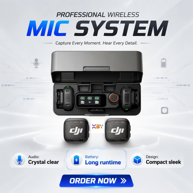 Original Dji Mic 3 ( Tx + 1 Rx + Charging Case) 4tx + 8rx & 4-channel Dual-file 32-bit Float Internal Recording