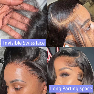 Parrucca Bob Corta 13x4 in Capelli Umani Vietnamiti, Densità 180%, Liscia, con Frontale in Pizzo, Pre-Plucked, 12-14 Pollici - Product Image 4