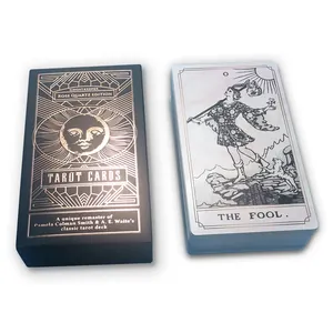 OEM 저렴한 사용자 정의 인쇄 78 카드 마녀 천사 골드 블랙 타로와 엄밀한 상자 세트 가이드 북 도매 타로 데크 카드