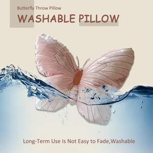 Bantal bentuk kupu-kupu boneka lembut bantal hewan dekoratif beludru mewah merah muda untuk teknik hidup anyaman tempat tidur sofa - Product Image 3