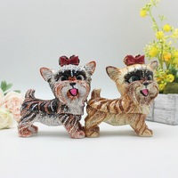 Boîte à bijoux en émail de chien persan, peinte à la main, mignonne, avec charnière, statue d'animal décorative, cadeau de Noël pour enfants